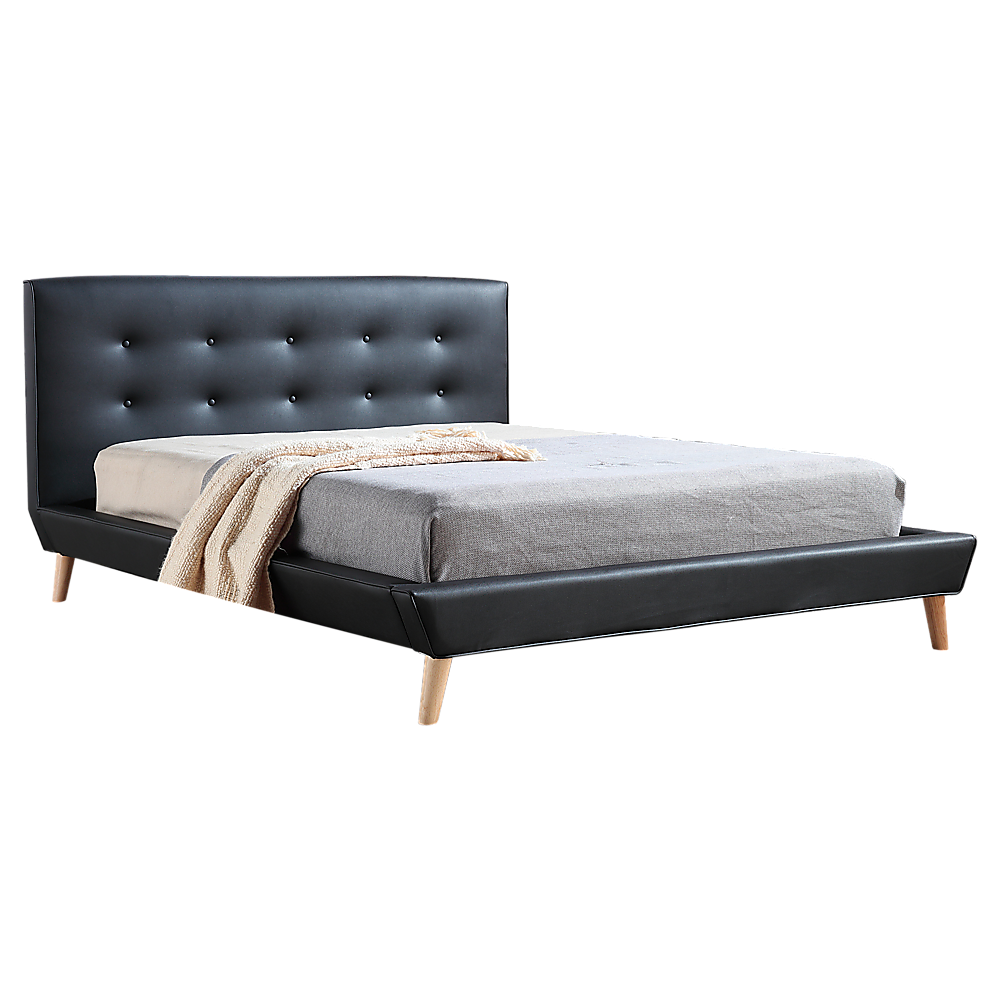 Double Pu Leather Deluxe Bed Frame Black