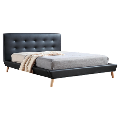 Double Pu Leather Deluxe Bed Frame Black