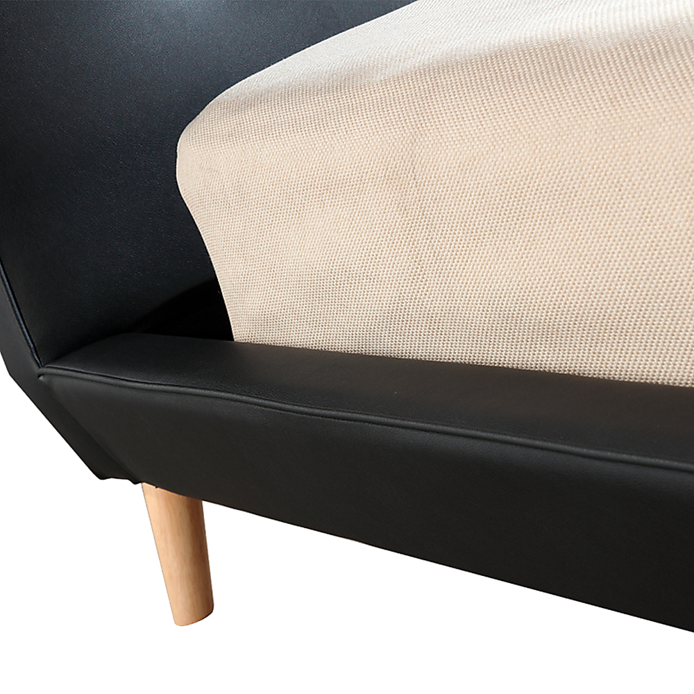 Double Pu Leather Deluxe Bed Frame Black