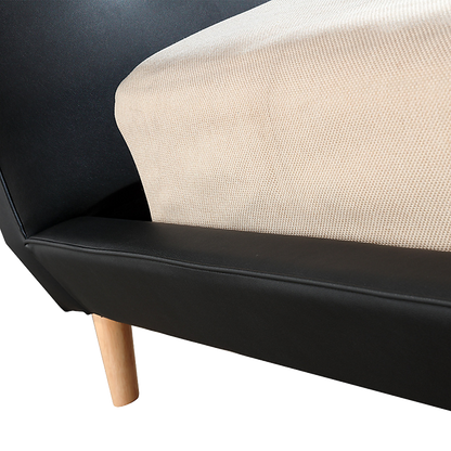 Double Pu Leather Deluxe Bed Frame Black