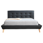 Double Pu Leather Deluxe Bed Frame Black