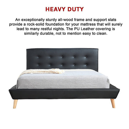 Double Pu Leather Deluxe Bed Frame Black