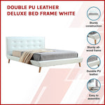 Double PU Leather Deluxe Bed Frame White