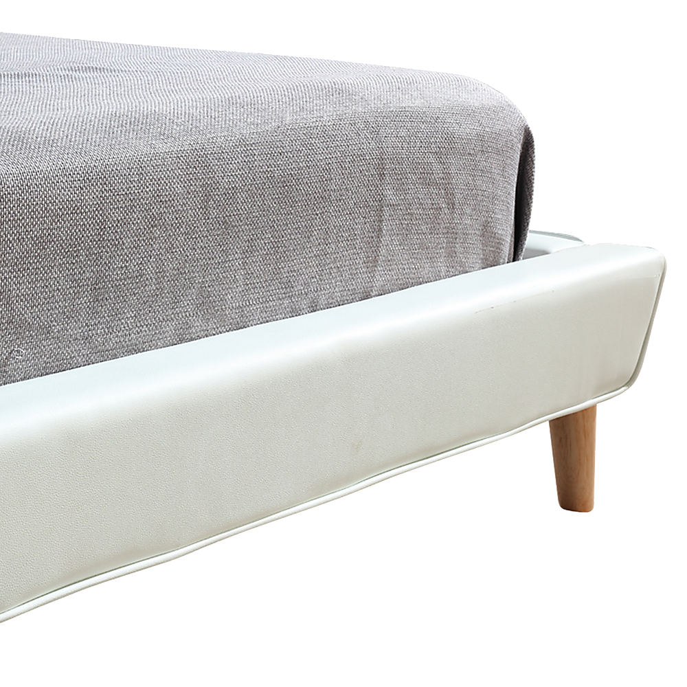 Double PU Leather Deluxe Bed Frame White - 137×187cm
