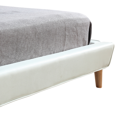 Double PU Leather Deluxe Bed Frame White - 137×187cm