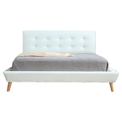 Double PU Leather Deluxe Bed Frame White - 137×187cm