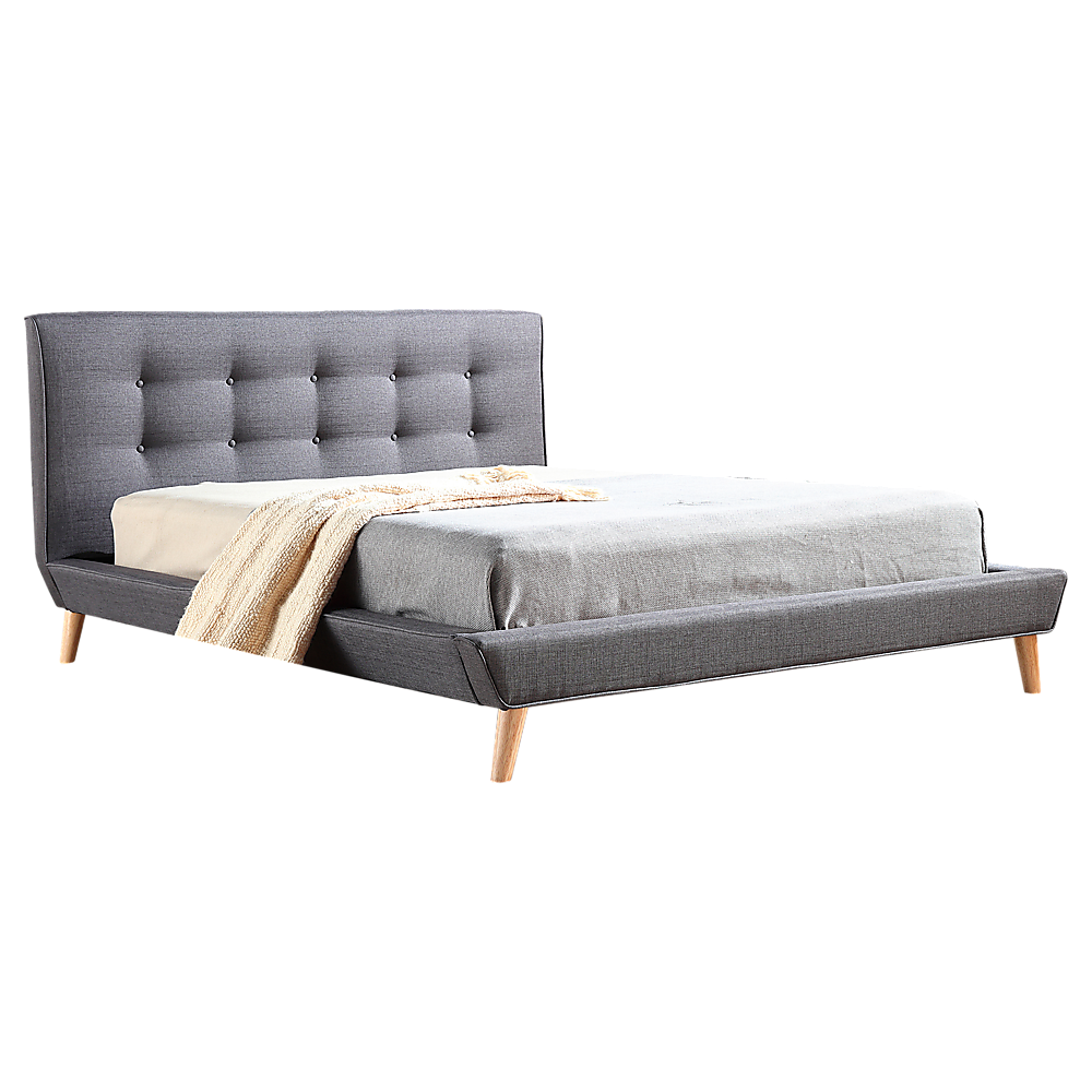 Queen Linen Fabric Deluxe Bed Frame Grey - Melbourne Home & Living
