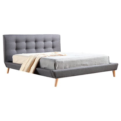 Queen Linen Fabric Deluxe Bed Frame Grey - Melbourne Home & Living