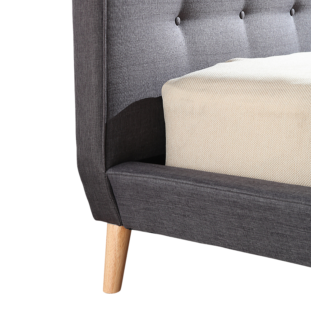 Queen Linen Fabric Deluxe Bed Frame Grey - Melbourne Home & Living