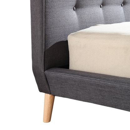 Queen Linen Fabric Deluxe Bed Frame Grey - Melbourne Home & Living