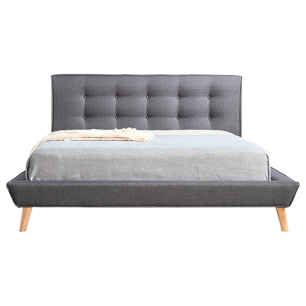 Queen Linen Fabric Deluxe Bed Frame Grey - Melbourne Home & Living