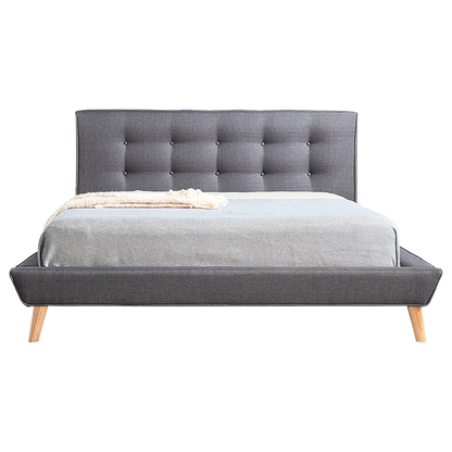 Queen Linen Fabric Deluxe Bed Frame Grey - Melbourne Home & Living