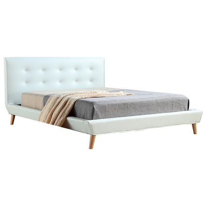 Queen PU Leather Deluxe Bed Frame White - Melbourne Home & Living