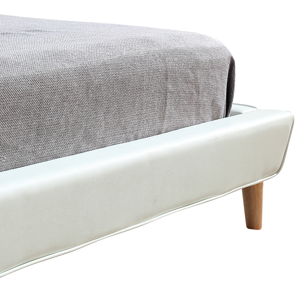 Queen PU Leather Deluxe Bed Frame White - Melbourne Home & Living