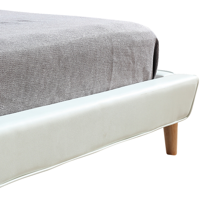 Queen PU Leather Deluxe Bed Frame White - Melbourne Home & Living