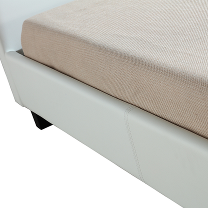 King Single Pu Leather Bed Frame White
