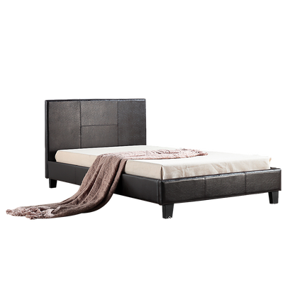 King Single PU Leather Bed Frame Brown - Melbourne Home & Living