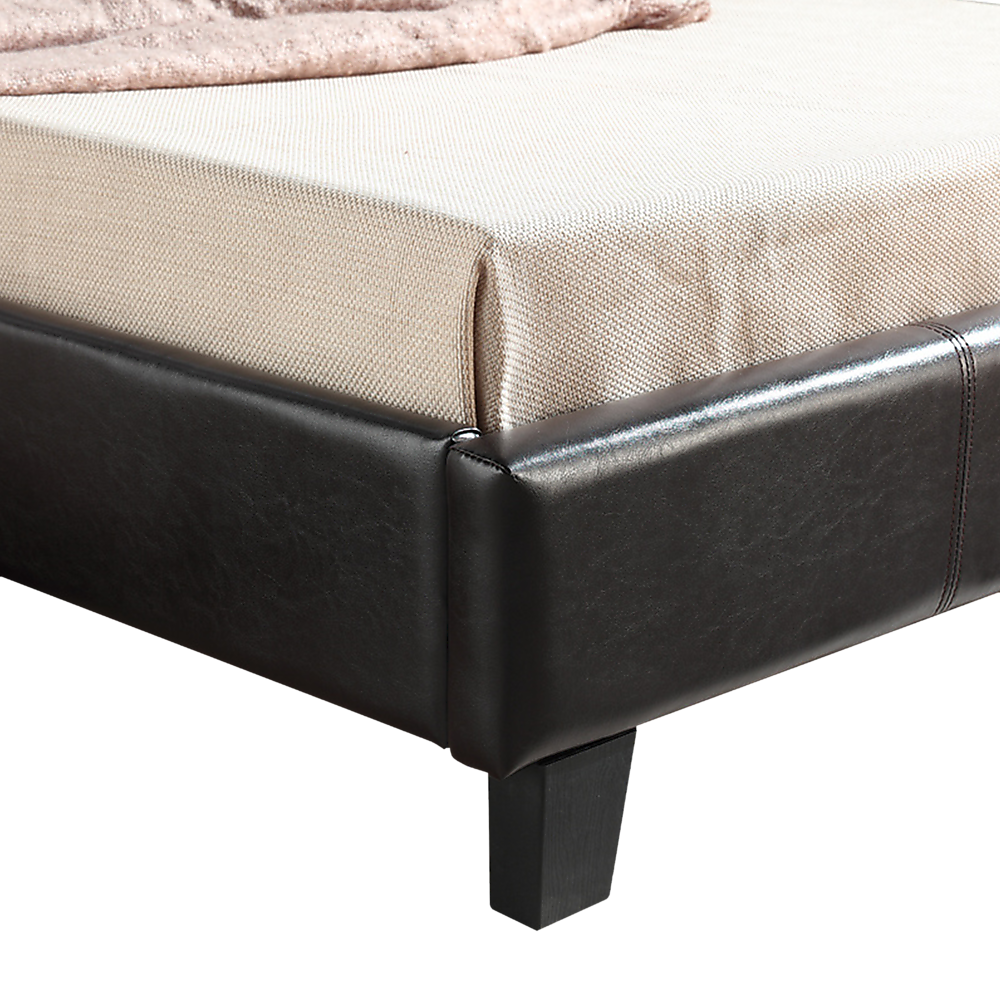 King Single PU Leather Bed Frame Brown - Melbourne Home & Living