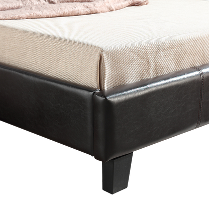 King Single PU Leather Bed Frame Brown - Melbourne Home & Living