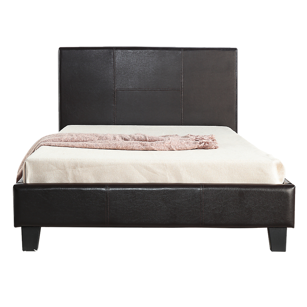 King Single PU Leather Bed Frame Brown - Melbourne Home & Living