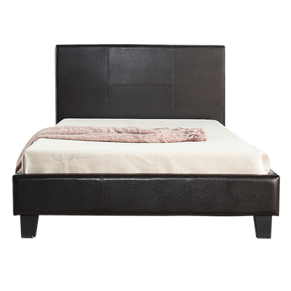 King Single PU Leather Bed Frame Brown - Melbourne Home & Living