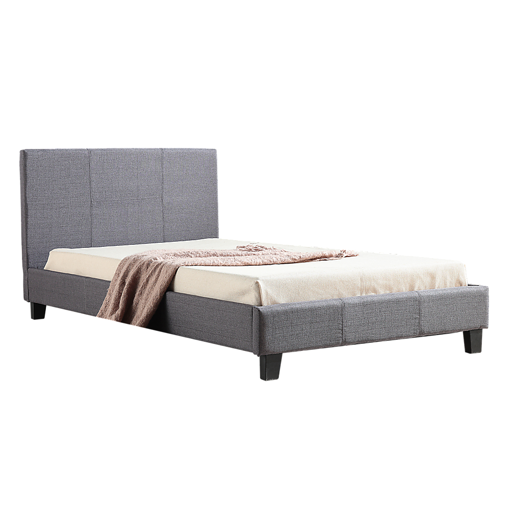King Single Linen Fabric Bed Frame Grey - Melbourne Home & Living