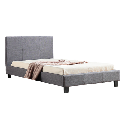 King Single Linen Fabric Bed Frame Grey - Melbourne Home & Living