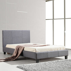 King Single Linen Fabric Bed Frame Grey - Melbourne Home & Living