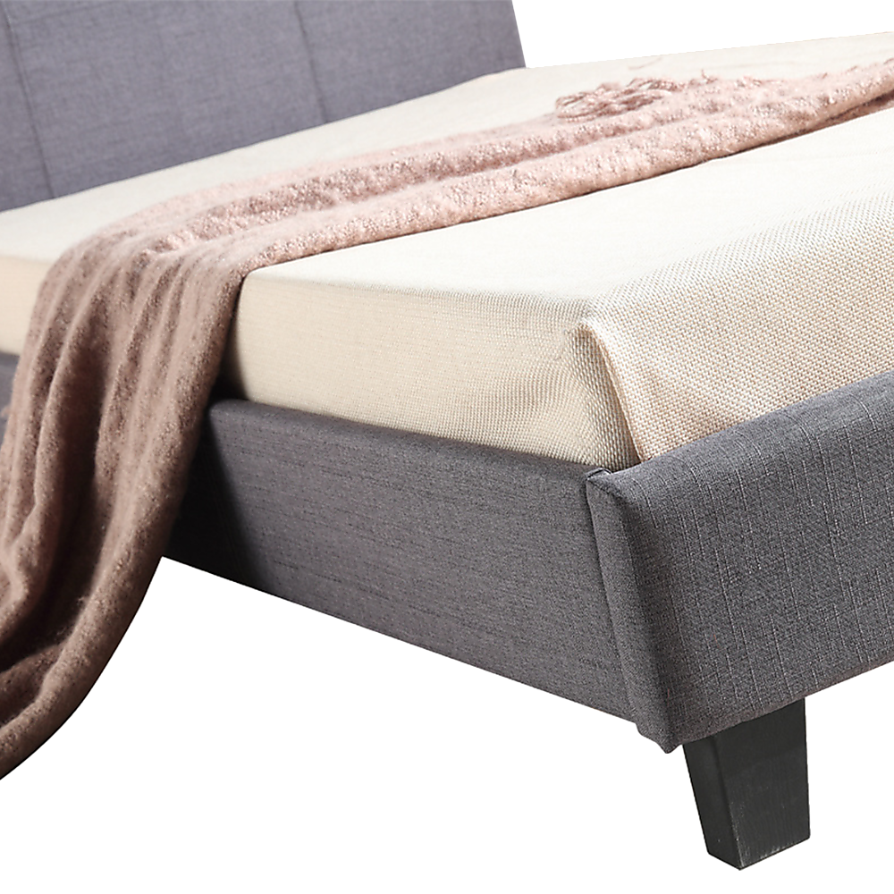 King Single Linen Fabric Bed Frame Grey - Melbourne Home & Living