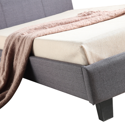 King Single Linen Fabric Bed Frame Grey - Melbourne Home & Living