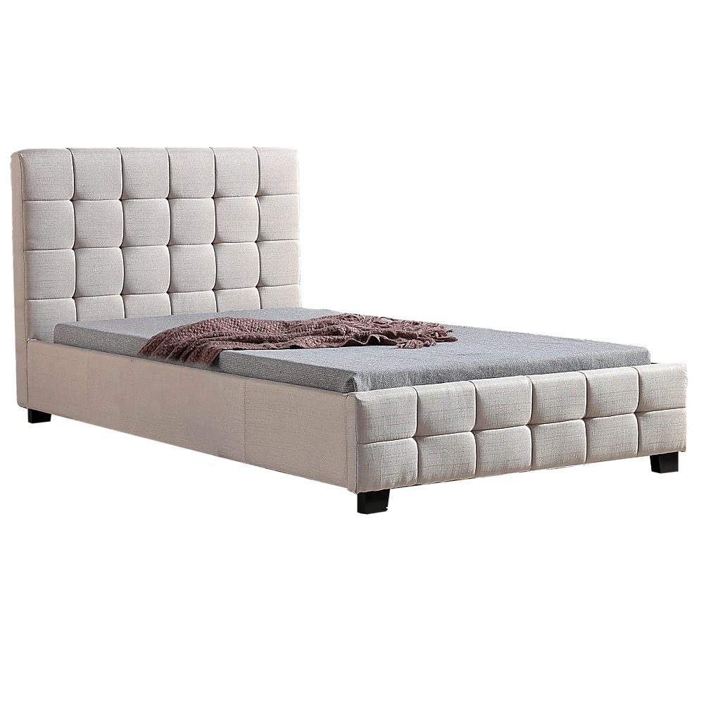 King Single Linen Fabric Deluxe Bed Frame Beige - Melbourne Home & Living