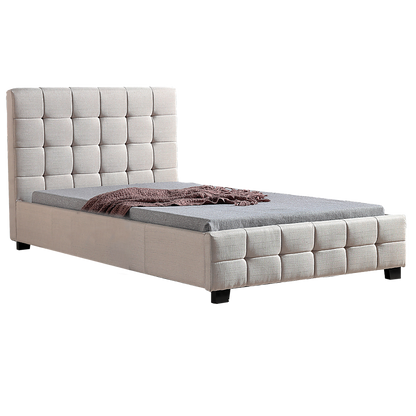 King Single Linen Fabric Deluxe Bed Frame Beige - Melbourne Home & Living