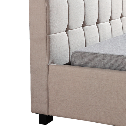 King Single Linen Fabric Deluxe Bed Frame Beige - Melbourne Home & Living