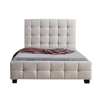King Single Linen Fabric Deluxe Bed Frame Beige - Melbourne Home & Living