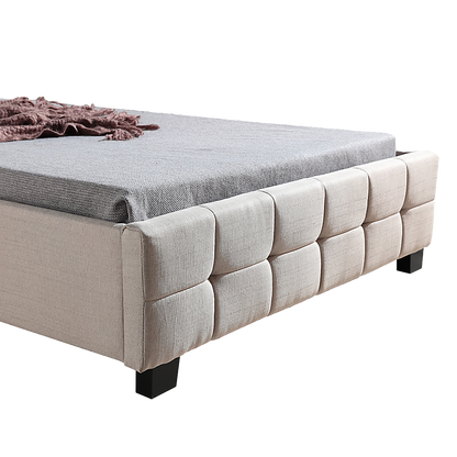 King Single Linen Fabric Deluxe Bed Frame Beige - Melbourne Home & Living