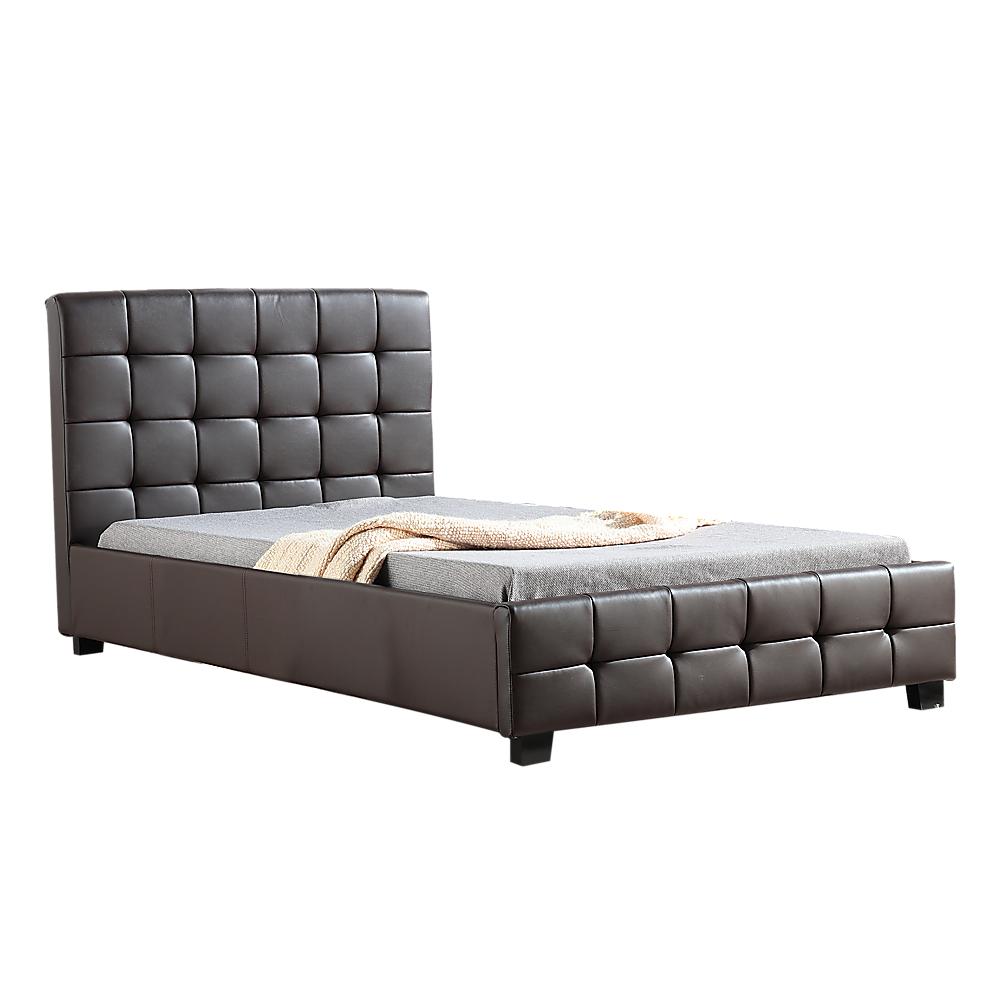King Single PU Leather Deluxe Bed Frame Brown - Melbourne Home & Living