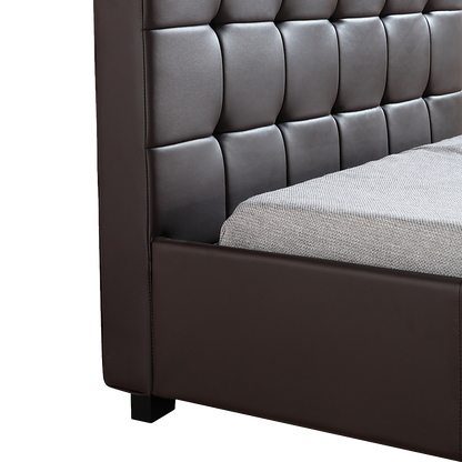 King Single PU Leather Deluxe Bed Frame Brown - Melbourne Home & Living
