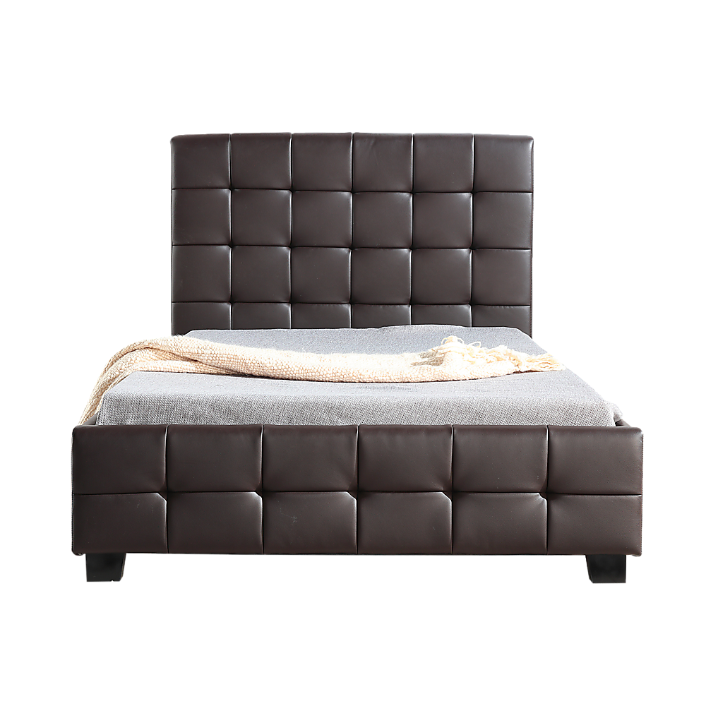 King Single PU Leather Deluxe Bed Frame Brown - Melbourne Home & Living
