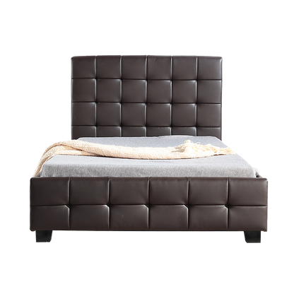 King Single PU Leather Deluxe Bed Frame Brown - Melbourne Home & Living