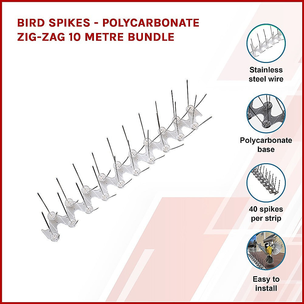 Bird Spikes - Polycarbonate zig-zag 10 metre bundle - Melbourne Home & Living