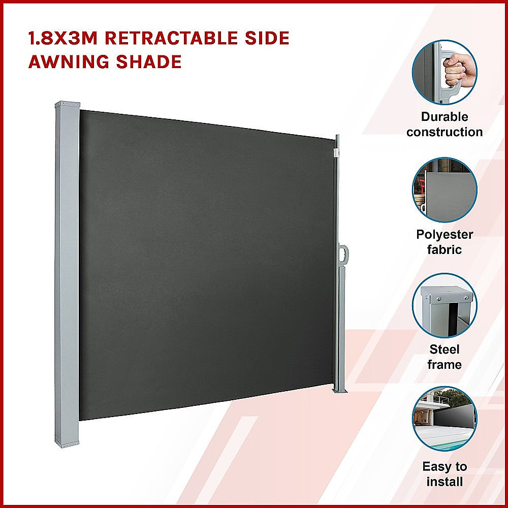 1.8X3M Retractable Side Awning Shade - Melbourne Home & Living