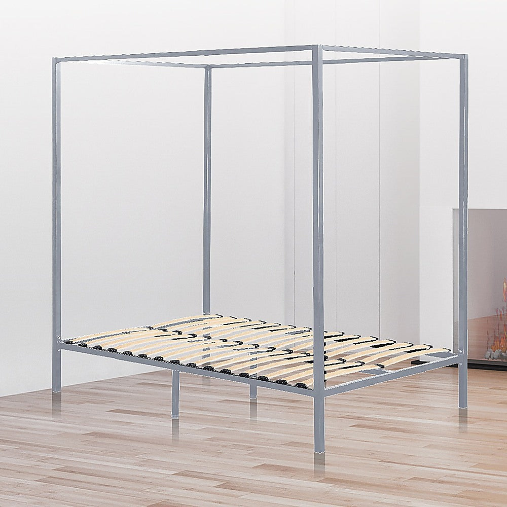 4 Four Poster Queen Bed Frame Metal
