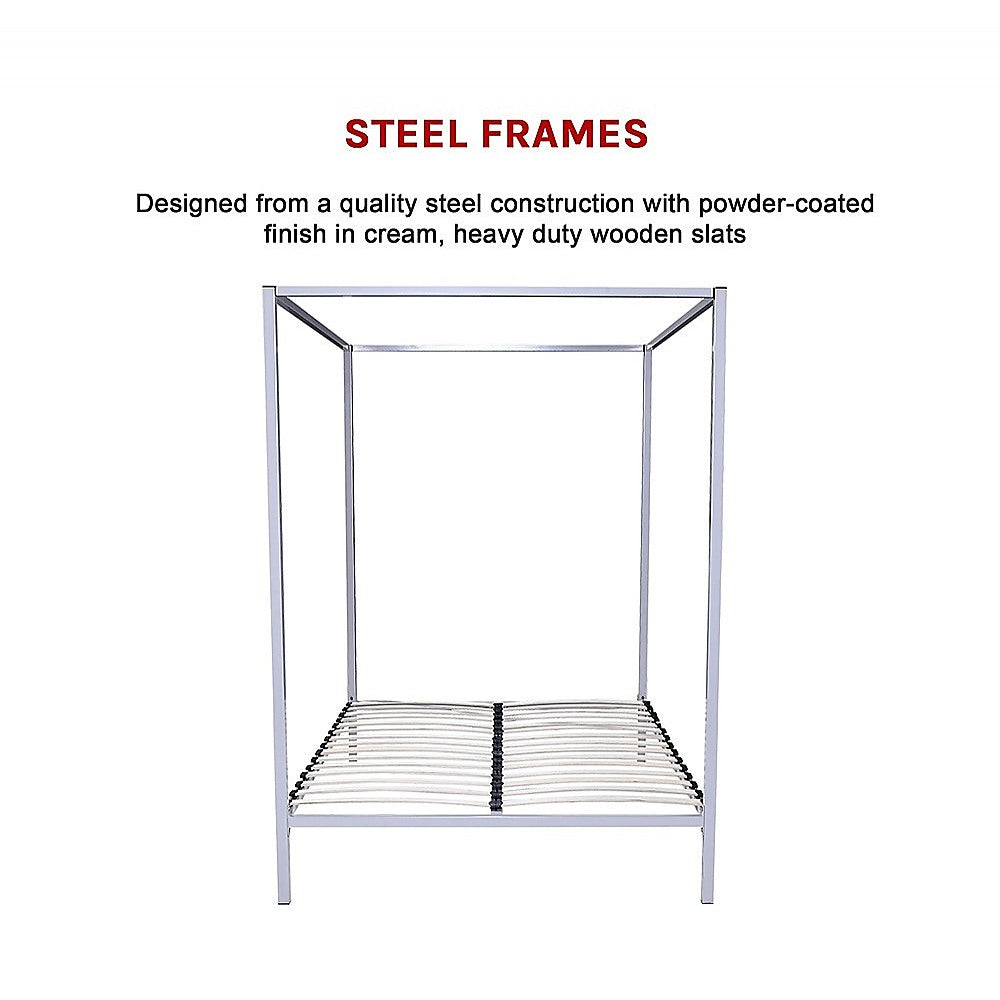 4 Four Poster Queen Bed Frame Metal