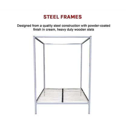 4 Four Poster Queen Bed Frame Metal