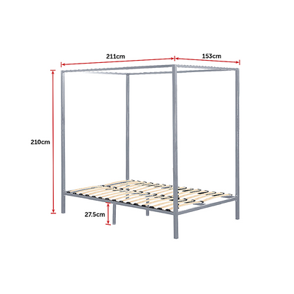 4 Four Poster Queen Bed Frame Metal