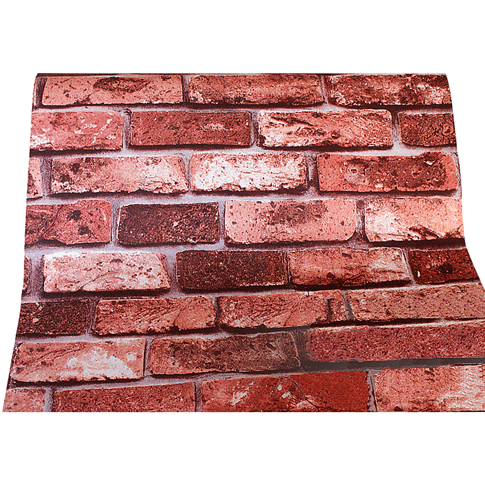 10m 3D Red Brick Print Theme Wallpaper - Melbourne Home & Living