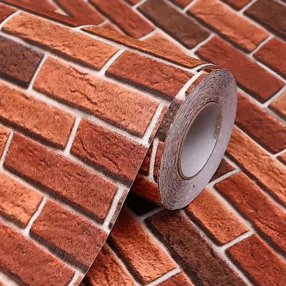 10m 3D Red Brick Print Theme Wallpaper - Melbourne Home & Living