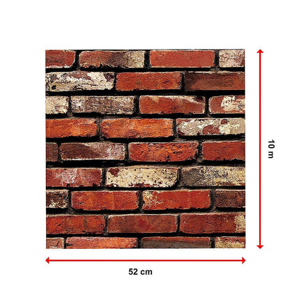 10m 3D Red Brick Print Theme Wallpaper - Melbourne Home & Living