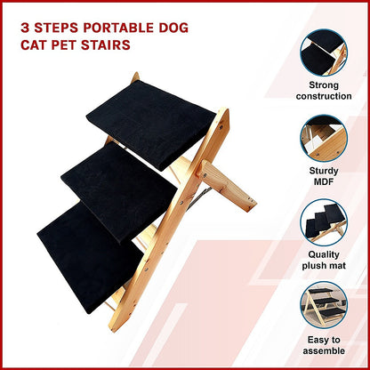 3 Steps Portable Dog Cat Pet Stairs - Melbourne Home & Living
