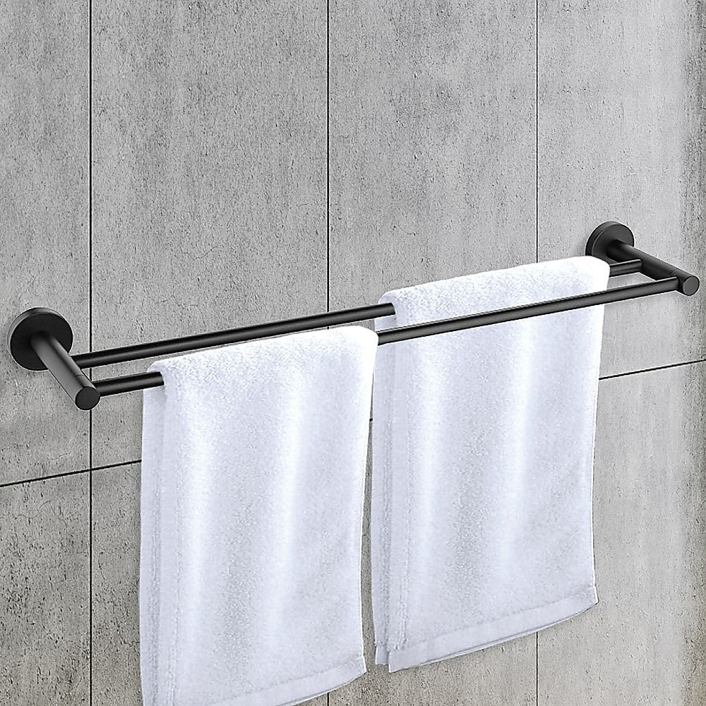 Single Classic Towel Bar Rail Bathroom Electroplated Matte Black Finish - Melbourne Home & Living